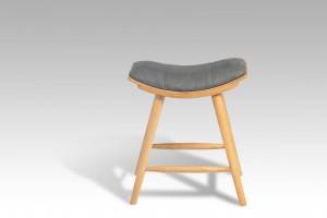 Fabric Seat Bar Stool With Wooden Leg
