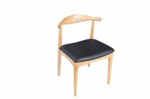 Cadira de menjador de fusta massissa de roure francès amb seient de tela