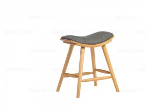 Wood Frame Leisure Bar Stools With Upholstered Seat