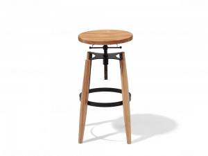 Unikalna konstrukcja z okrągłym drewnianym siedziskiem i nogami
