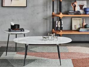 Meja Teh Kopi Sofa Marmer Putih Gaya Jerman
