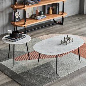 Contemporary White Marble Coffee Table