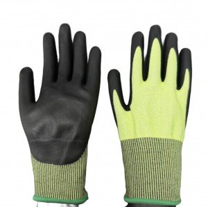 18 Gauge HPPE Anti-cut Liner Nitrile Foam Caoted Gloves Cut level:A7