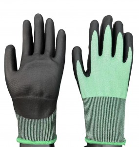 18 Gauge HPPE Anti-cut Liner Nitrile Foam Caoted Gloves Cut level:A5