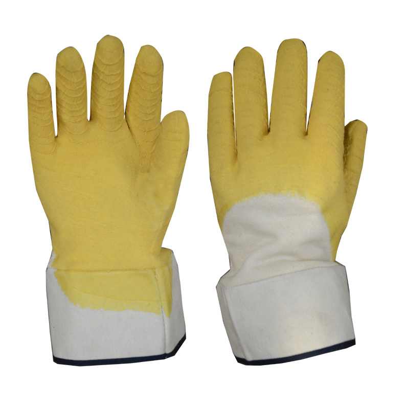 Safety Cuff Crinkle Latex Coated Glove