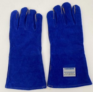 PE211 Blue Cow Leather Welding Working Gloves