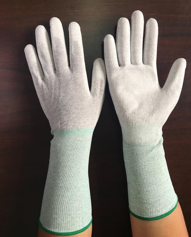 13 Gauge Nylon Carbon Fiber PU Coated Finger Tip Fit Anti-Static ESD Gloves