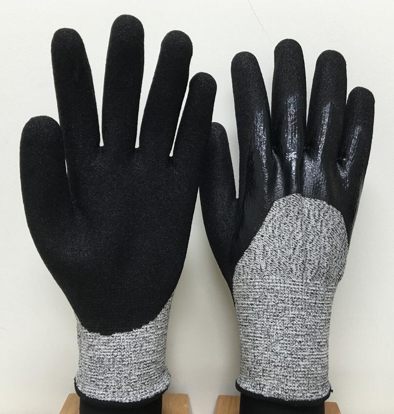 Oil&chemical resistant Sandy Nitrile double dipping cut resistant glove level E  ITEM NO.DMDQ408S