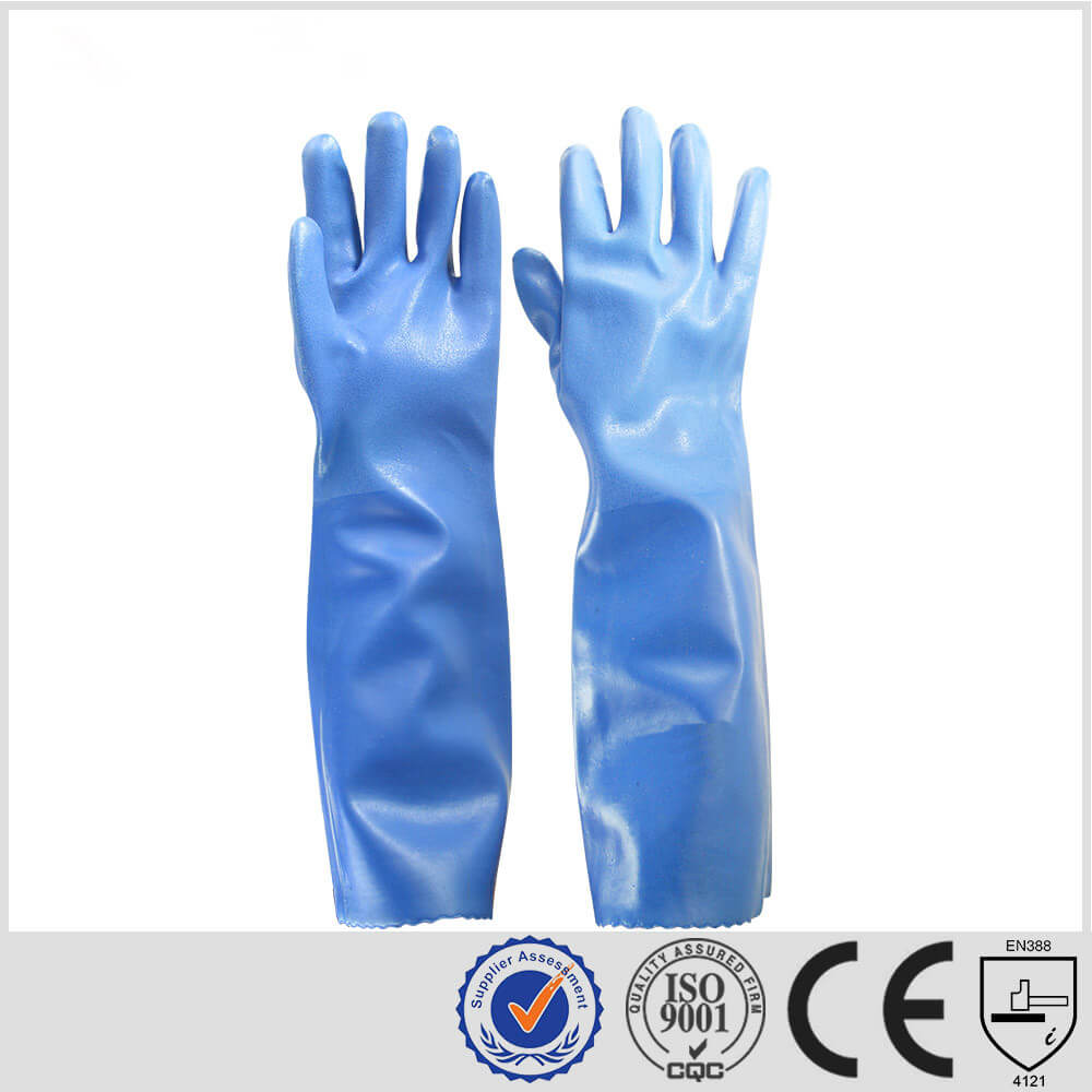PVC Gloves Elbow Length Sandy Finish Gauntlet