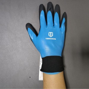 15guage Nylon liner nitrile palm coated gloves
