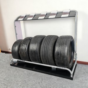 Universal tire display rack for multiple tire sizes
