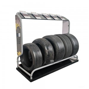 Universal tire display rack for multiple tire sizes
