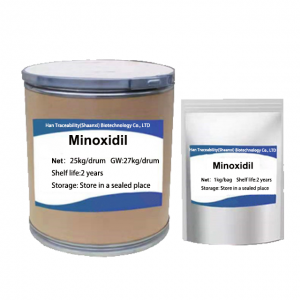 99% Minoxidil փոշի CAS 38304-91-5 մազերի աճի և զարգացման համար
