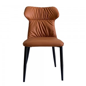Modern Luxury Fabric Leather Upholstered Restaurant Seat Armrest Dining Chair with Metal Legs