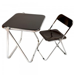 Transparent plast hopfällbar stol ryggstöd matsal modern metall akryl kristall stol