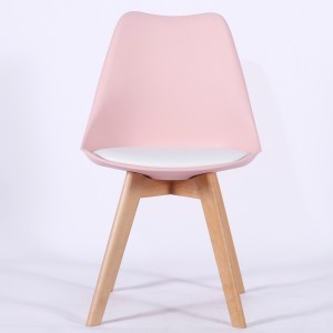 Famous Discount Pink Velvet Dining Room Chairs Factories –  China Wholesale Nordic Contemporary Design Tulip Dining Plastic Chairs with Beech Wood Leg  – Haosi