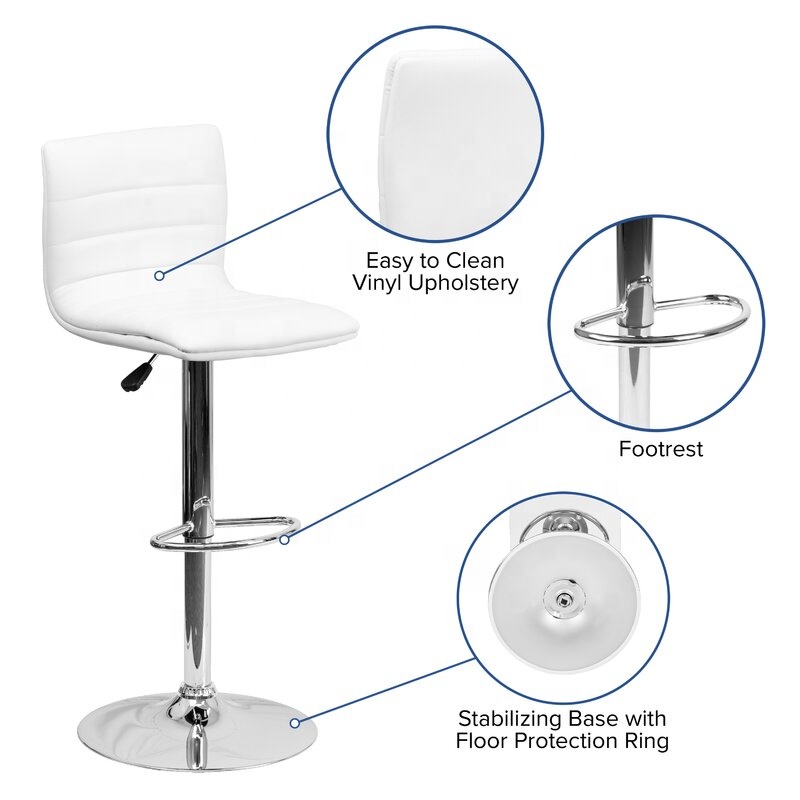 Haosi Adjustable counter kitchen chair Modern Swivel Pub Chair Chrome Bar Stools Bar Chair