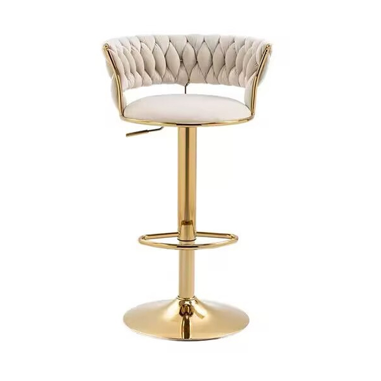 Luxury Lift Rotate Stools Bar Chairs Customized Metal Frame Velvet Nodic Bar Stool High Chair