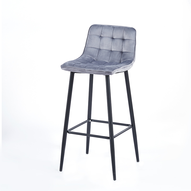 Mid Century Modern luxury soft comfortable Upholstered Velvet Tufted Bar Stool High Chair Counter Stool for Dining Room