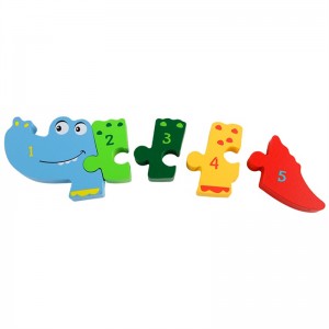 اسباب بازی پازل دایناسور چوبی حیوانی رنگین کمان دیجیتالی اتاق کوچک برای کودکان