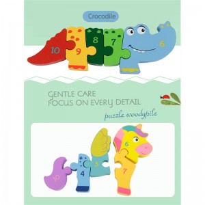 Little Room Digital Rainbow 3d Shape Animal Dinosaur Wood Puzzle Toy For Children