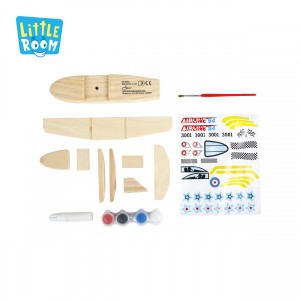Little Room Gjør-det-selv 3D trepuslespill Flyleker Massivtre Kunst og håndverk Flymodellbygging Pedagogiske leker