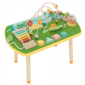 პატარა ოთახი ახალი ხის აქტივობის მაგიდა ბავშვების მრავალფუნქციური თამაში დესკტოპ ბავშვის ინტერაქტიული ფერწერა სამშენებლო ბლოკი საბავშვო ხის სათამაშო მაგიდა