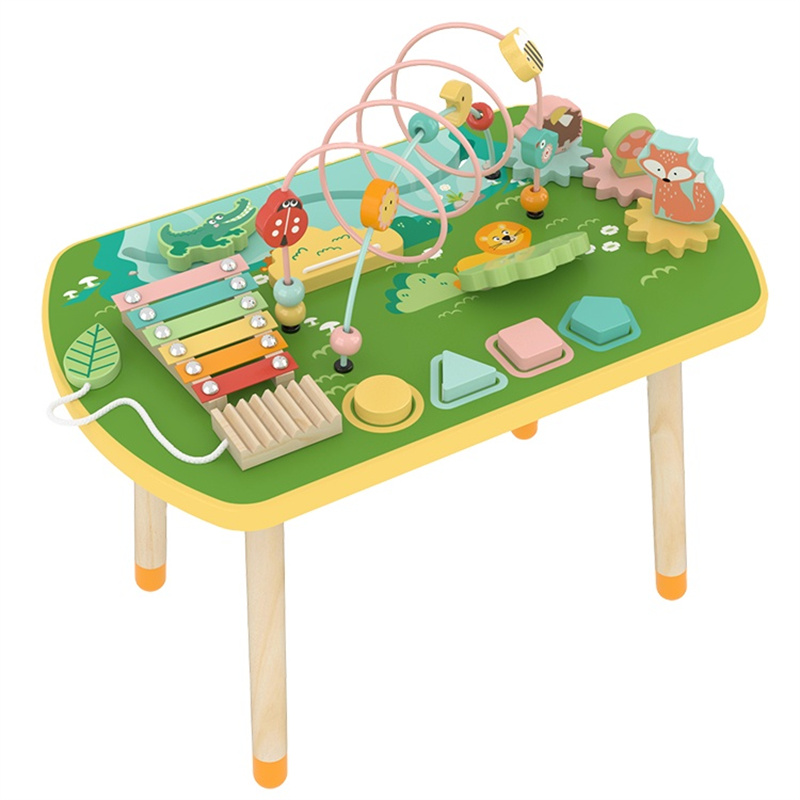 China High Quality Dolls House Manufacturer –  Little Room New Wooden Activity Table Children Multi-Function Game Desktop Baby Interactive Painting Building Block Kids Wood Play Table –...
