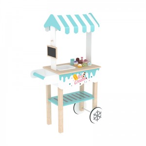 Little Room Children Intelligence Pretend Food Kitchen Game Set Wooden Icecream Cart Truck Toys Ice Cream Toy