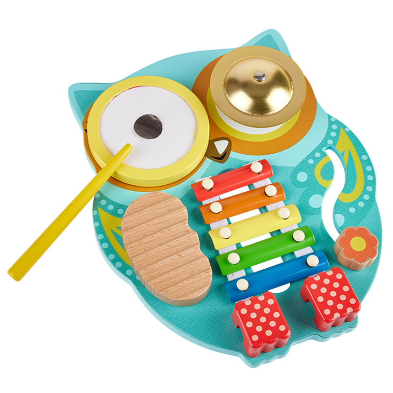 Little Room Wooden kids Board Amazon Hot Montessori Early Education Unlock Toy Multi-Function Music Toy Owl Mini Music Band Featured Image