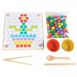 Hra s dřevěnými kolíčky na desku s korálky, barevné třídění puzzle skládání Umělecké hračky pro batolata, výukové Montessori hry pro batolata