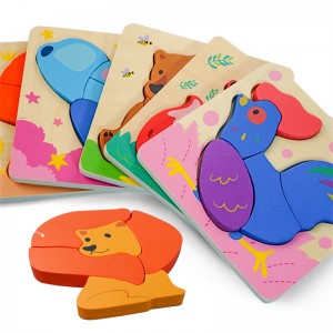 Little Room 2022 Hot Selling Animal Wooden Puzzles Kids Montessori Game Assembly Children Learning Educational Toys Wood 3D Jigsaw Puzzle