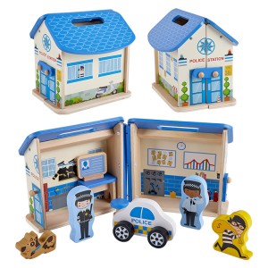 Little Room Visokokakovosten prenosni DIY otroški 3D gradski komplet za prenašanje igrače lesena hišica za lutke, miniaturna hišica za punčke z dodatki