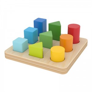 Little Room Wooden Educational Geometry Solid Ladder Puzzles Different Style Colorful Intelligent Toy For Kids Colours and Shape Classifier