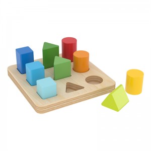 Мала соба Дрвена образовна геометрија загатки со цврста скала Различен стил Шарена интелигентна играчка за деца Класификатор на бои и форми