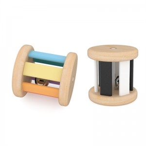 Chocalho para quarto pequeno |Chocalho colorido de madeira rolante com sino para bebês