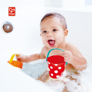 Hape Happy Buckets Set |Three Water Wheel Bath Time Toys Foar Pjutten, Multicolor