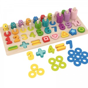Counting Shape Stacker |Փայտե Համար Տեսակավորել Stacking Tower with Wood Colorful Number Shape Math Blocks for Kids Preschool Education Toddlers խաղալիք