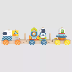 Space Stacking Train Educational kindergarten wooden set slot toys train educational wooden toy block train