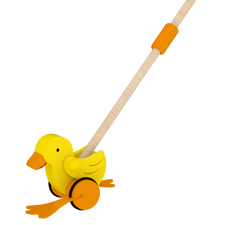 Little Room Duck Push Along | Wooden Push Along Baby Walking Duck, Playful Kids Toy With Detachable Stick