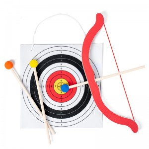 Pagpangayam sa mga Bata Nakakatawa nga Shooting Archery Sport Kids Outdoor Game Paghanas sa Koordinasyon sa Mata Wood Bow Ug Arrow Set nga adunay target