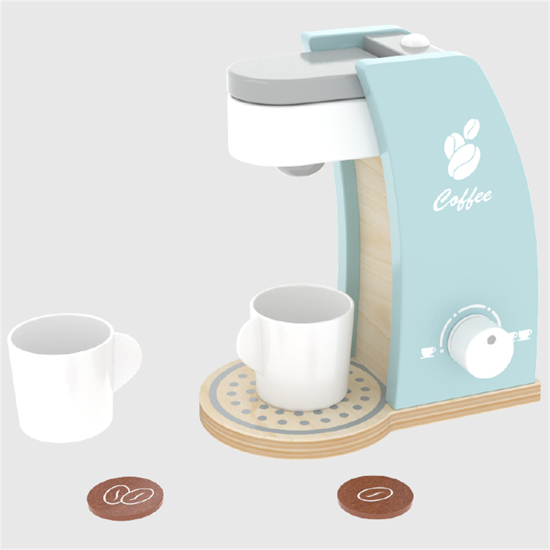Little Room Wooden Coffee Maker Machine Solid Pretend Eco-Friendly Cook ‘n Serve Wood Kitchen Children Toys Featured Image
