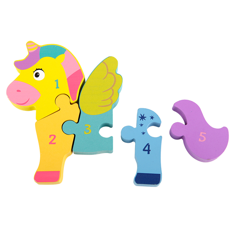 Kleng Zëmmernummeren & Unicorn Puzzle |Double-Säit hëlzent Jigsaw Spill Fir Kanner