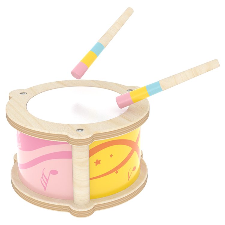 Tambor de doble cara Little Room |Instrumento de tambor musical de madera de doble cara para niños pequeños