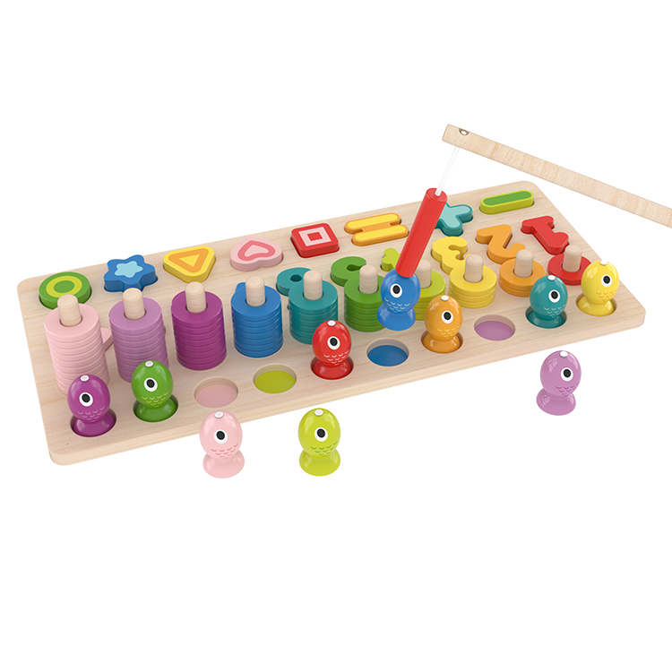 Little Room Contando Shape Stacker |Torre de empilhamento de contagem de madeira com blocos de matemática em forma de número colorido para crianças brinquedo educacional pré-escolar