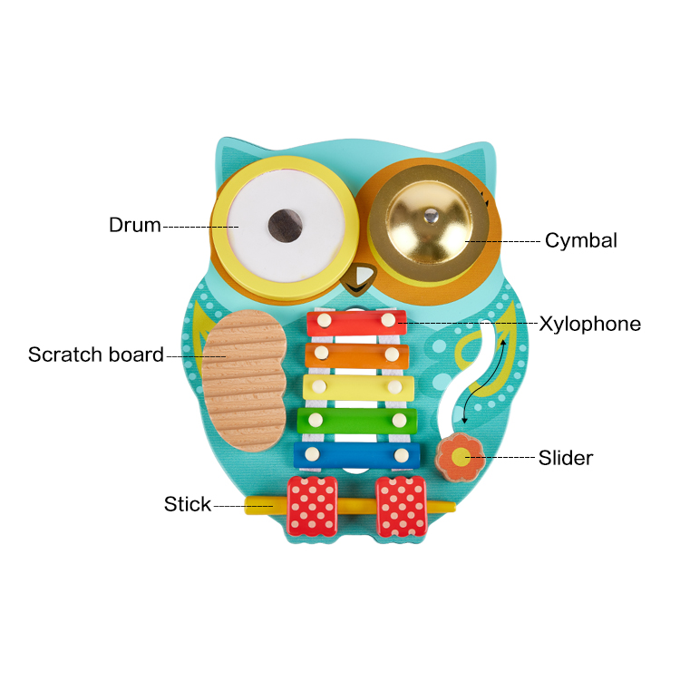 Little Room Owl Mini Band | Toddlers & Kids Multiple Musical Wooden Instrument Set
