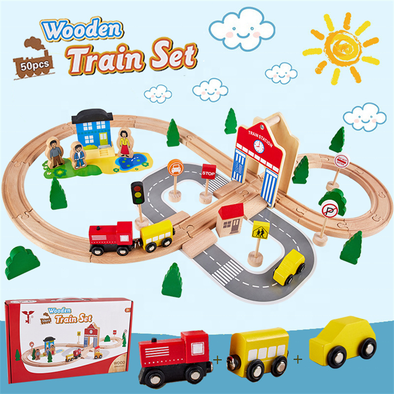 OEM High Quality Kitchen Play Set Manufacturers –  Little Room Wooden educational train slot toy wholesale 50pcs of large track toy set – Hape