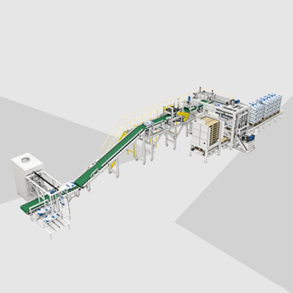 Robot packing and palletizing plant