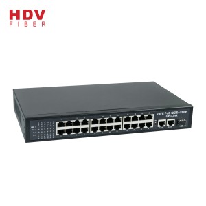 اترنت DC 48V 6.25A 24FE POE+2GE UP+1G SFP POE Switch 24 Port