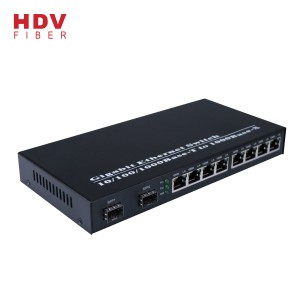 China Supplier 2 SFP Port 8 Ethernet Ports Optic Fiber Switch 10/100/1000M Media Converter